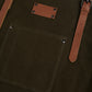 Waxed Canvas Work Apron with Leather Straps & Utility Pockets
