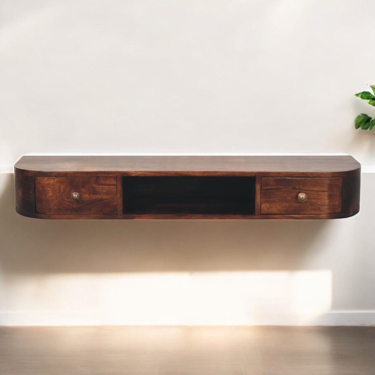 Solid Wood Lunar 2-Drawer Floating Console