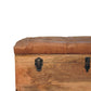 Solid Wood Buffalo Hide Oak-ish Storage Trunk