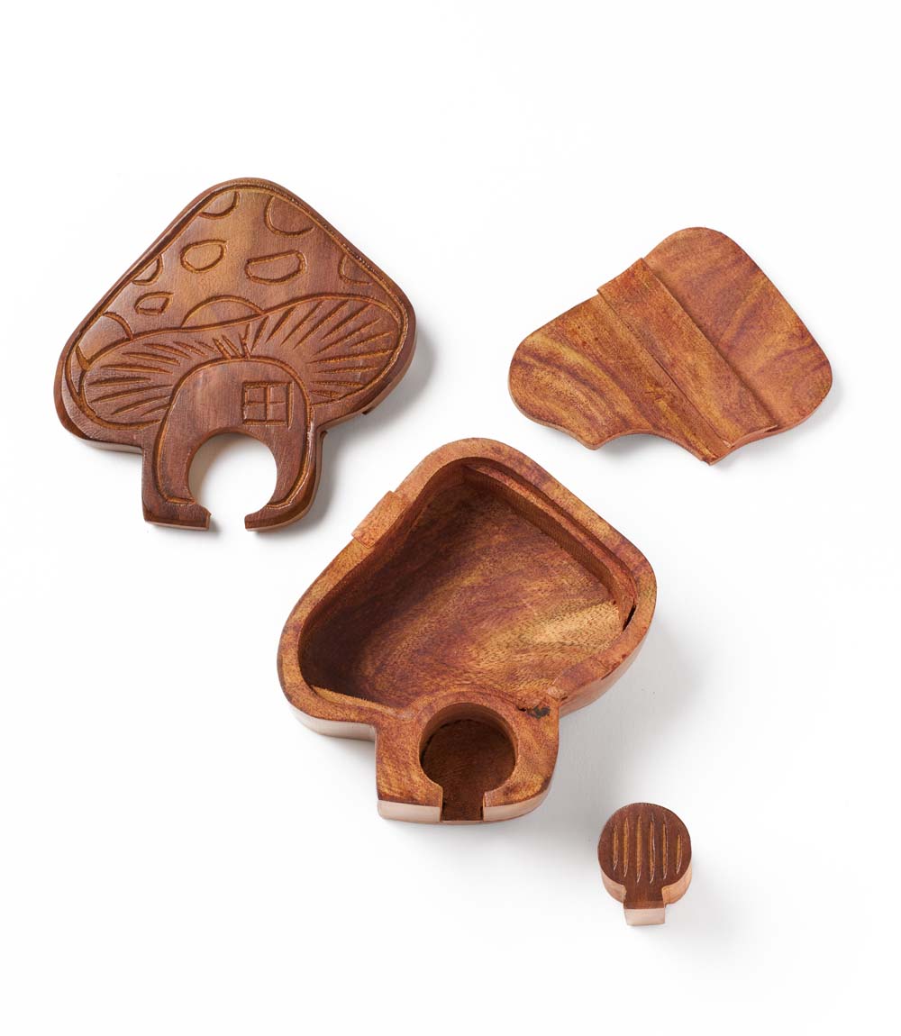 Mushroom Puzzle Box - Handcrafted Sheesham Wood