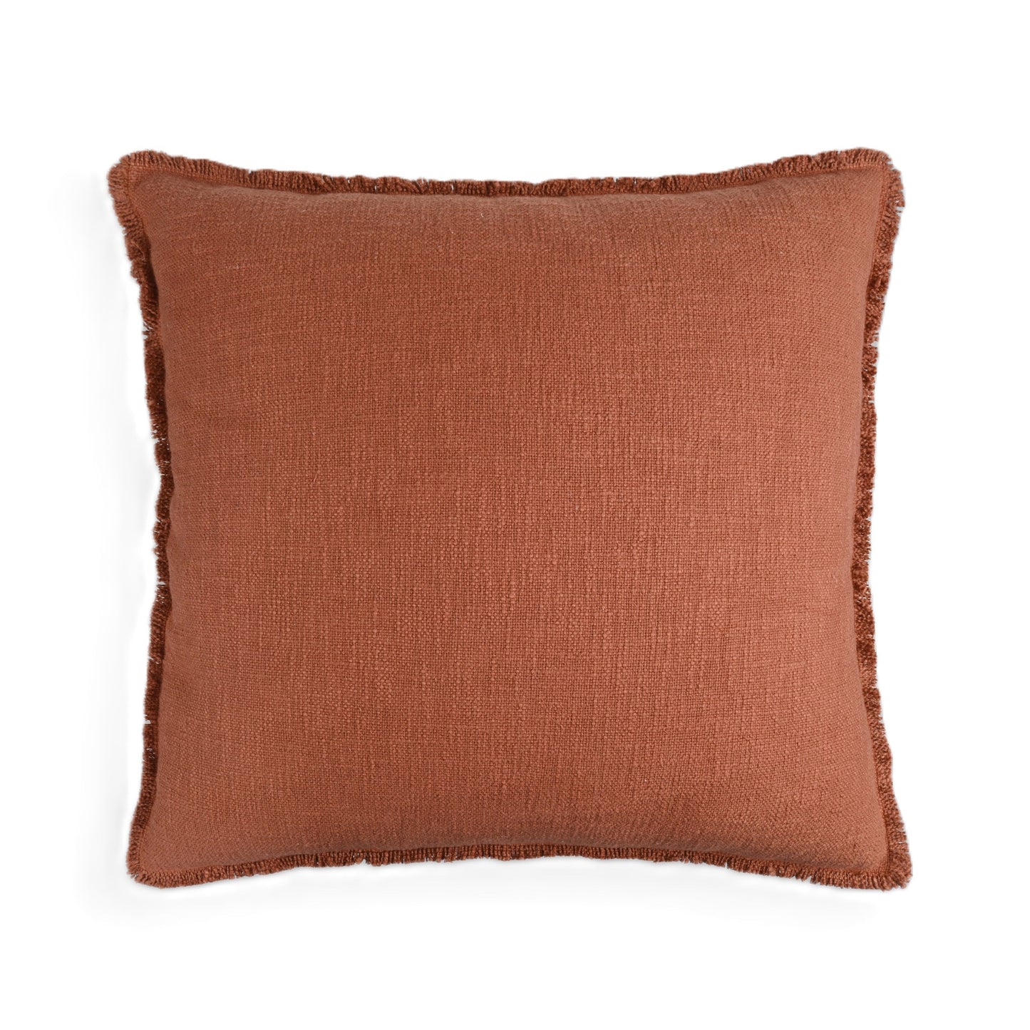 Organic Chic washed textured cotton solid pillow cover with frayed edges