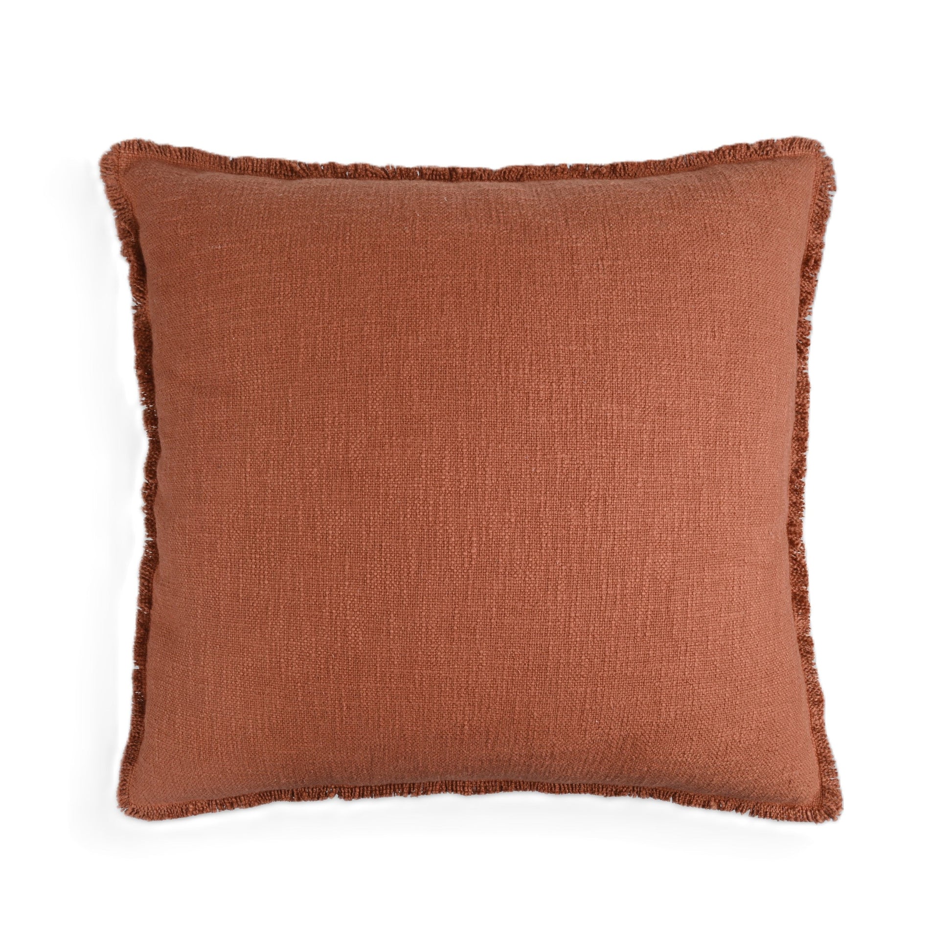 Organic Chic washed textured cotton solid pillow cover with frayed edges