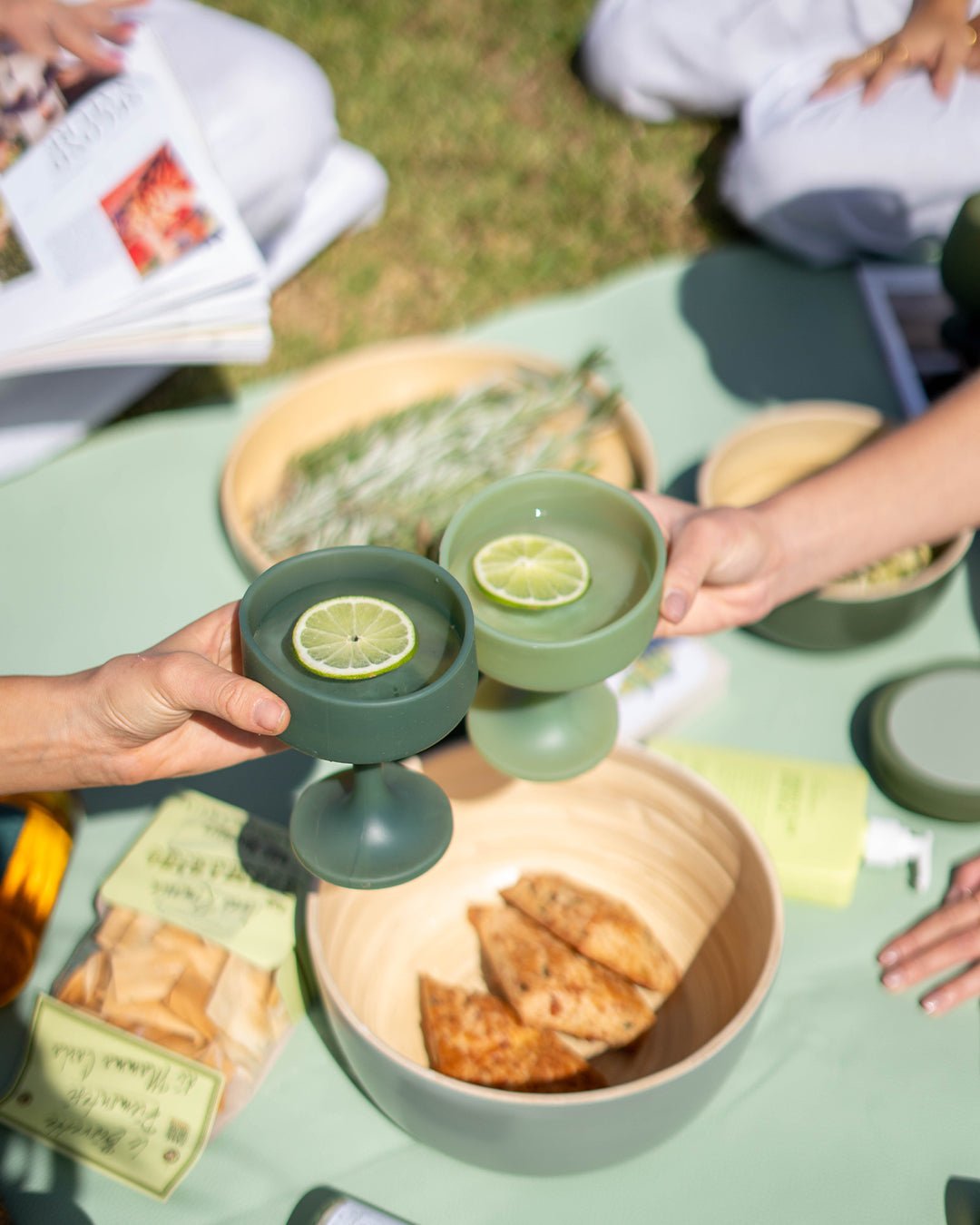 sage + olive | mecc | silicone unbreakable cocktail glasses
