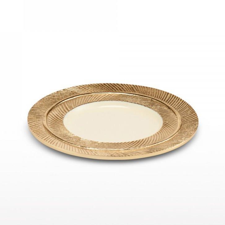 Feather Plates Gold/Oyster - In Stock