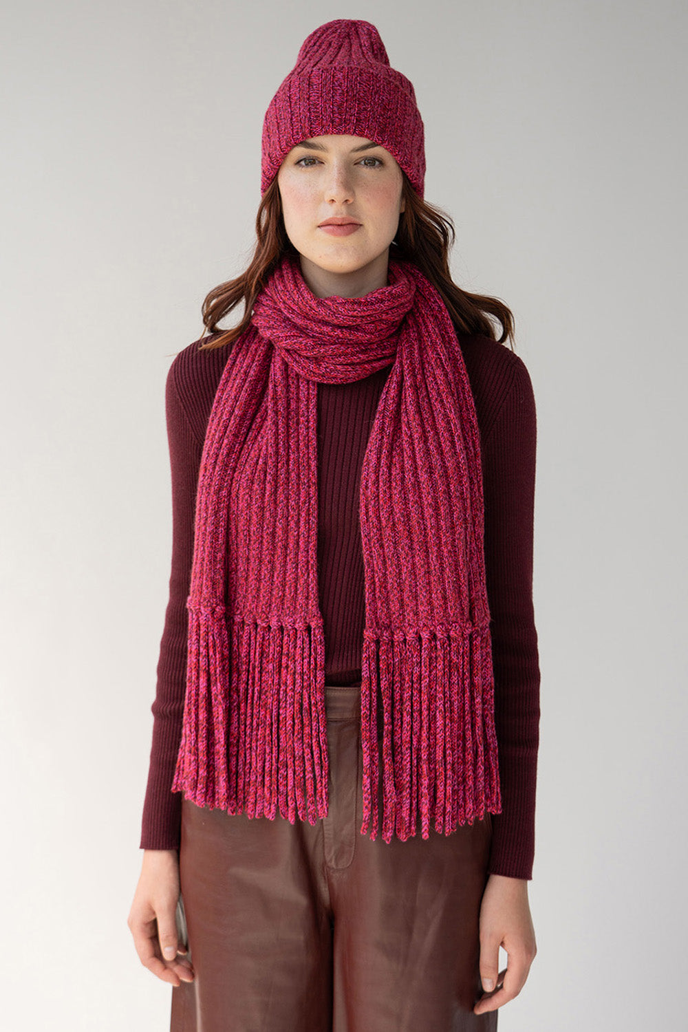 RIBBED BABY ALPACA FRINGE SCARF