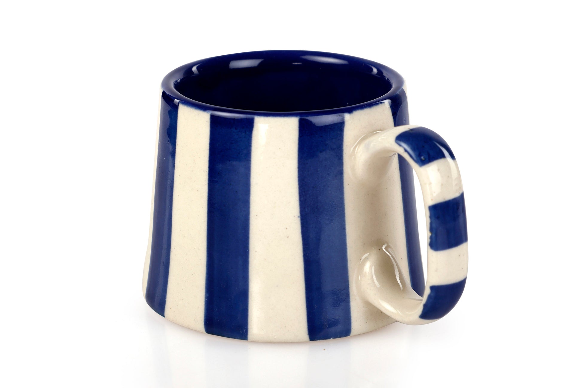 Ceramic Dark Blue Stripe  Coffee cup - 3.5 x 2.5 Inches ( Set of 4 )