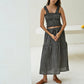 Elena Crinkle Linen Gingham Carry-On Travel Skirt in Black