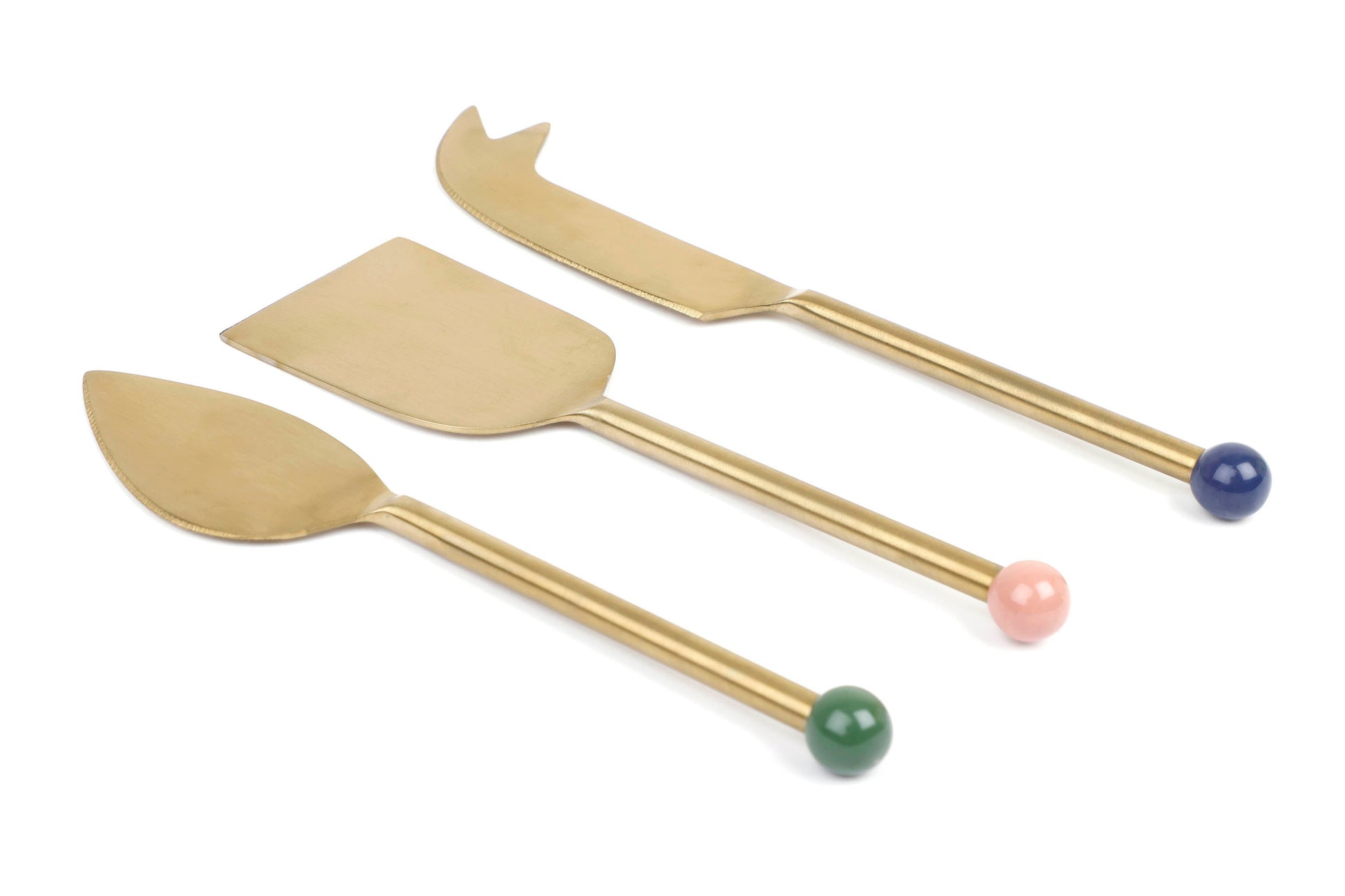 S/3 Brass Finish Cheese Knife Set