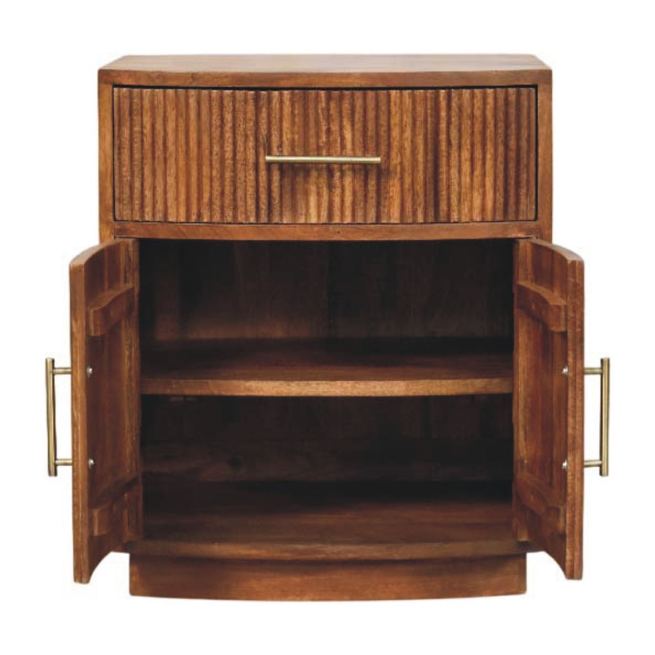 Solid Wood Curved Ribbed Bedside Table