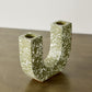 U-shaped Olive Terrazzo Taper Candle Holder