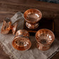 Vintage Inspired Copper Pedestal Bowls with Scalloped Panel Design – Set of 2