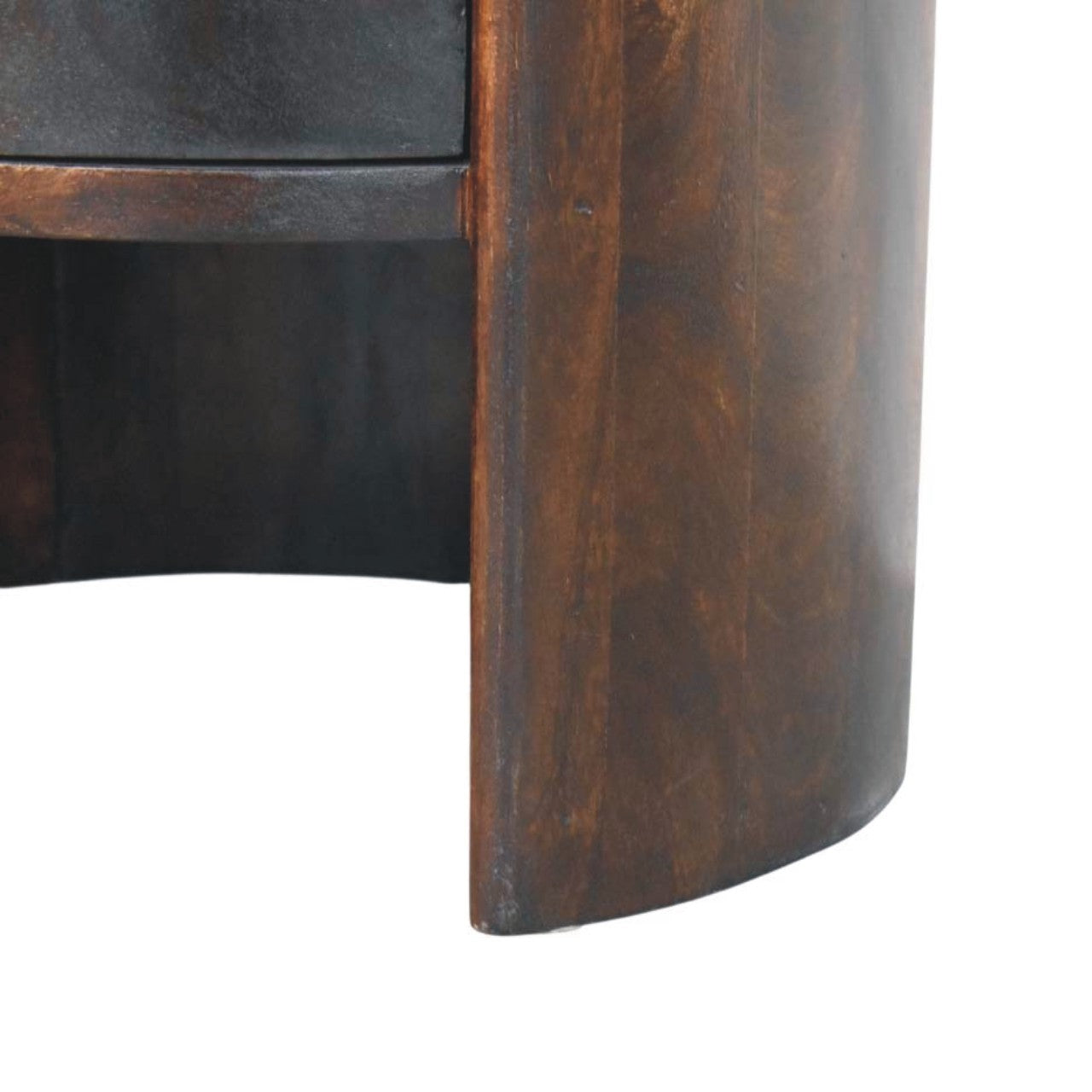 Solid Wood Velvet Mocha Round Side Table