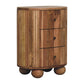Solid Wood Soba Ball 3-Drawer Bedside Table