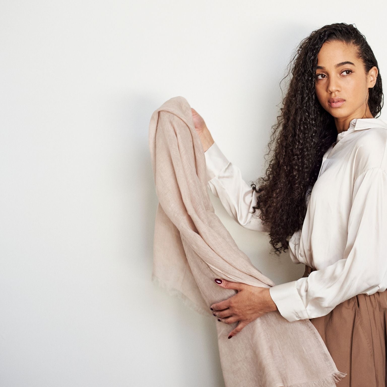 Oat Beige Hand Woven Linen Scarf