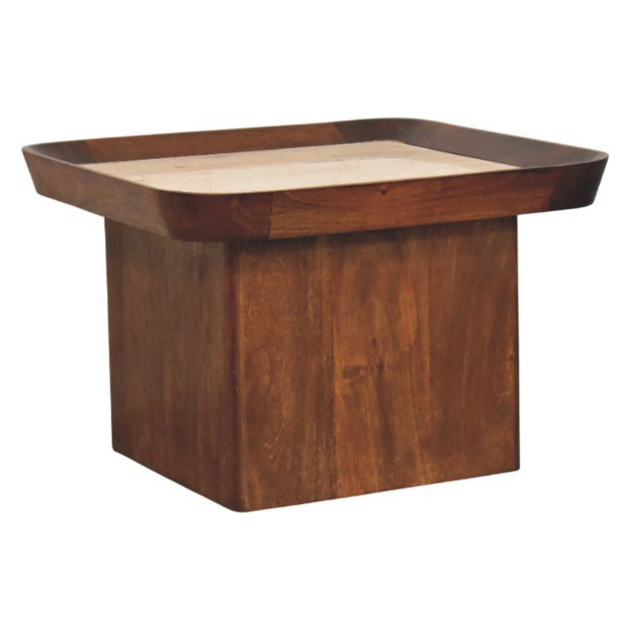 Solid Wood Travertine Top Tray Coffee Table