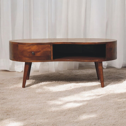 Solid Wood Large Chestnut Wave Coffee Table