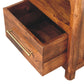 Solid Wood Arc Bedside Table 1 Drawer 1 Open Shelf Brown