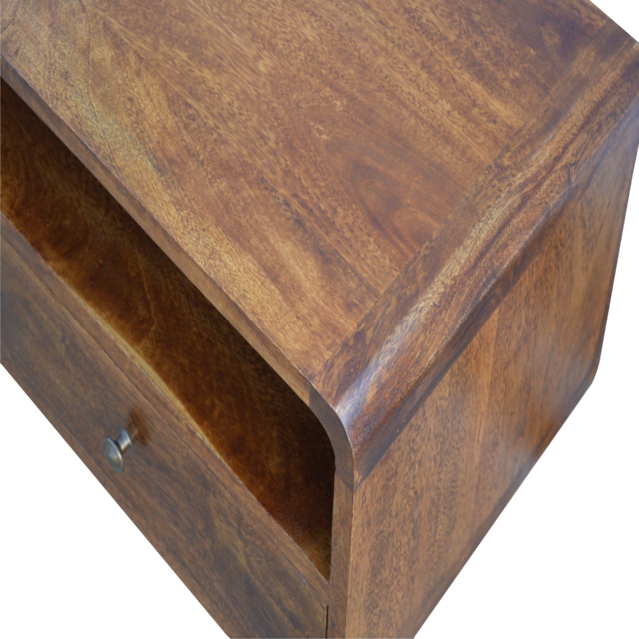 Solid Wood Curved Chestnut Media Unit