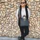 All Black Medium Woven Crossbody Drawstring Bag