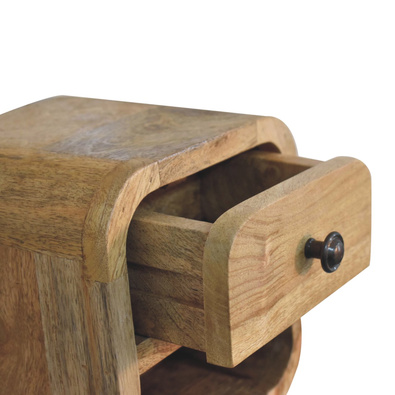 Extra Mini Curved Oak-ish Bedside Table
