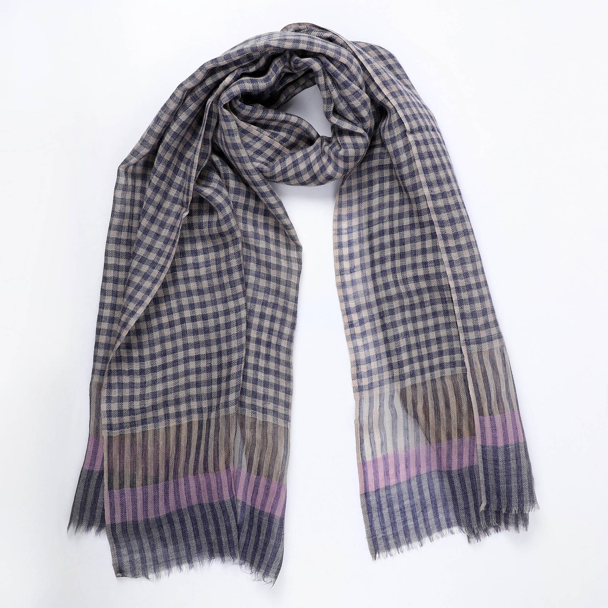 Classic Mini Plaid Scarf - Dark Blue