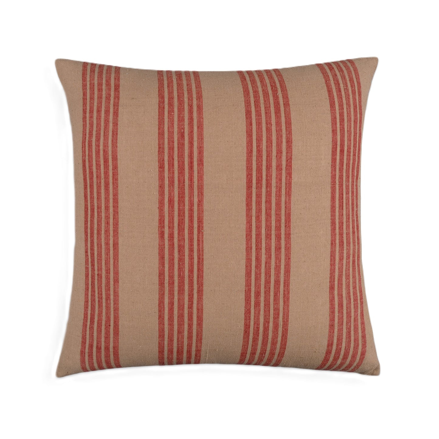 Earthy Finesse Brown cotton throw pillow cover with bold Red stripes