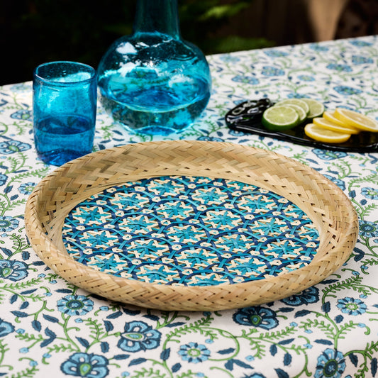 Phu An Bamboo Basket with Blue - 13.5