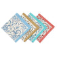 STREAMLINE 16"x16" Hand Block Printed Napkins - Set of 4. Cotton - Fair Trade - Artisan Made