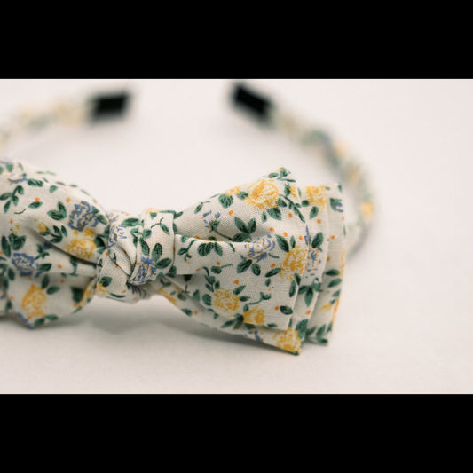 Three Little Bows Headband- Honeysuckle Bloom