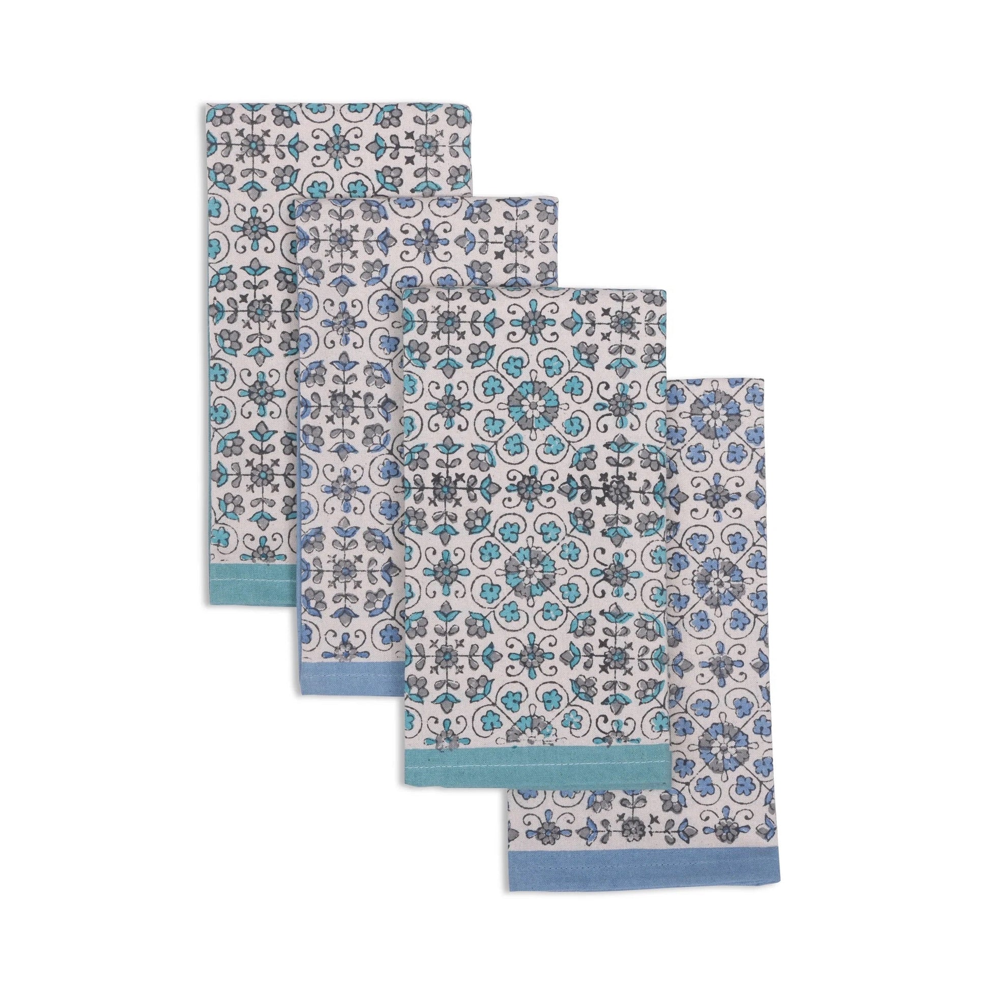 STREAMLINE 18"x18" Hand Block Printed Napkins - Set of 4. Cotton - Fair Trade - Artisan Made