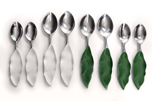 Verdura Salad Servers Set White - In Stock