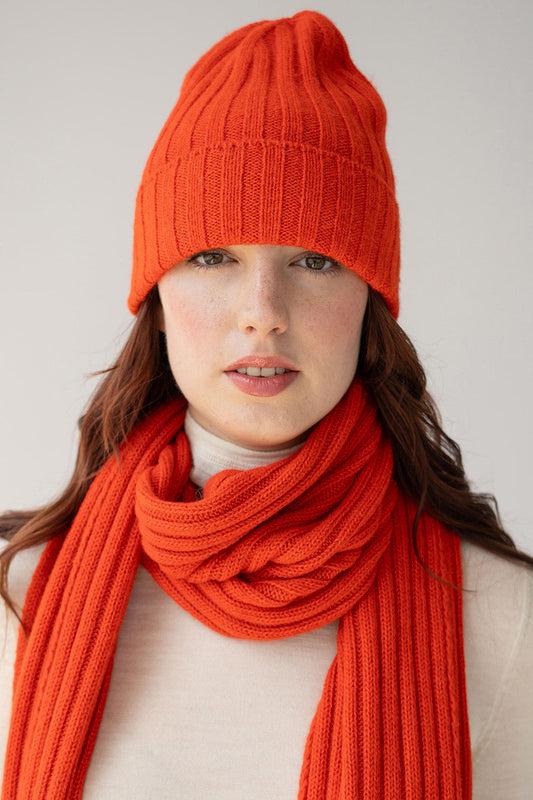 Ribbed Beanie - Scarlett
