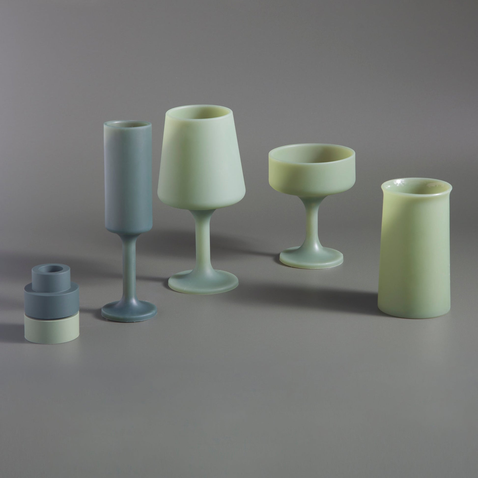 sage + olive | mecc | silicone unbreakable cocktail glasses