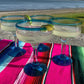 Aqua Rim Margarita Glasses - Set of 4