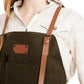 Waxed Canvas Work Apron with Leather Straps & Utility Pockets