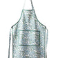 Block Print Cotton Apron with Pockets – Artisan Floral Kitchen Cooking Tie Back