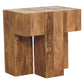 Solid Wood Travertine Top Block Side Table