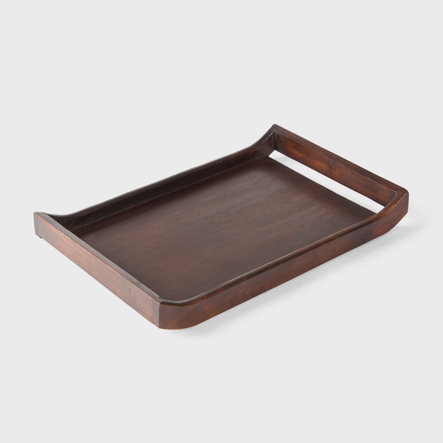 Acacia Wood Serving Tray Set of 2 in Urban Walnut Finish