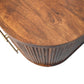 Solid Wood Ribbed Bedside with Brass Handles 2 Drawers Brown