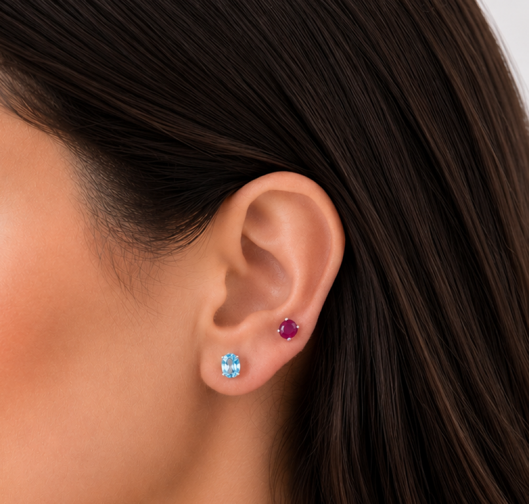 Oval Birthstone Stud Earrings