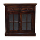 Solid Wood Light Walnut Cabinet with Glazed Doors