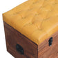 Solid Wood Buffalo Hide Honey Caramel Storage Trunk