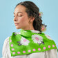 White Flower Silk Medium Square Scarf
