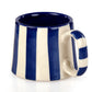 Ceramic Dark Blue Stripe  Coffee cup - 3.5 x 2.5 Inches ( Set of 2 )