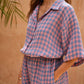 Vanessa Linen Gingham Balloon Pants in Lavender