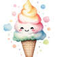 Petite Artisan Watercolor Ice Cream Cone