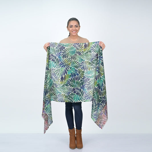 Fern Wool Twill Scarf - Blue Green