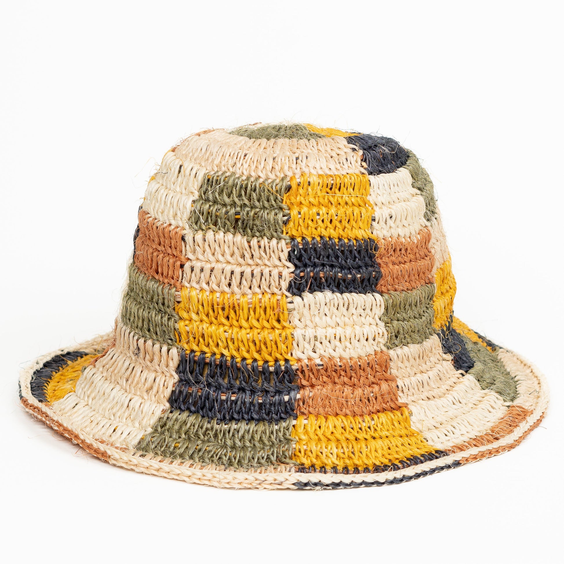 [WS] Fall Bucket Hat - Crocheted Multicolor Checkered