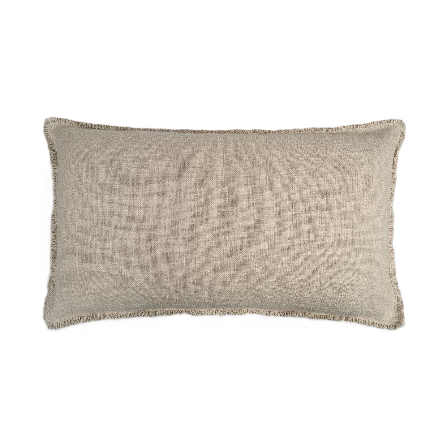 Organic Chic washed textured cotton solid lumbar pillow cover with frayed edges