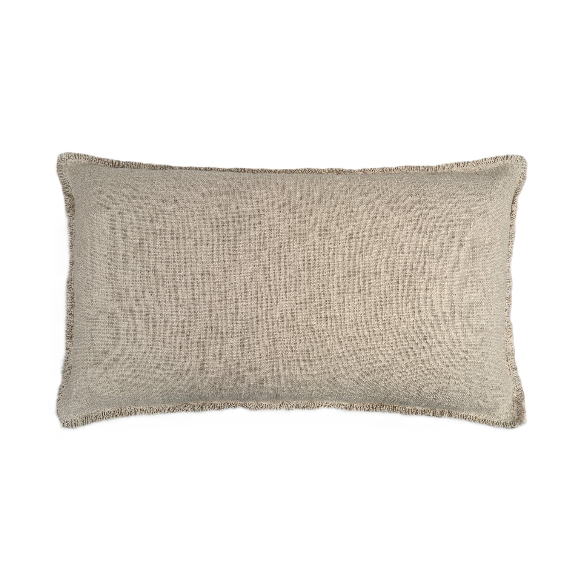 Organic Chic washed textured cotton solid lumbar pillow cover with frayed edges